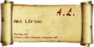 Abt Lőrinc névjegykártya